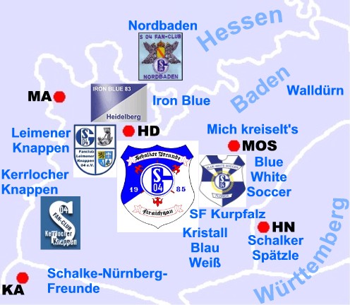 Karte Fan-Clubs Nordbaden